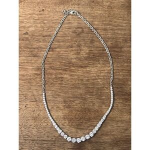 Jaqmel Jewelry Bridal Necklace CZ Rhodium Plate Regal Simple Necklace Jewelry